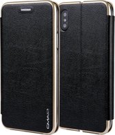 Voor iPhone XS Max CMai2 Linglong-serie PC + PU horizontale flip lederen tas met houder en kaartsleuf (zwart)