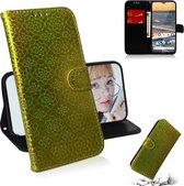 Voor Nokia 5.3 Effen Kleur Kleurrijke Magnetische Gesp Horizontale Flip PU Lederen Case met Houder & Kaartsleuven & Portemonnee & Lanyard (Goud)