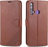Voor Huawei Nova 5i / P20 Lite (2019) AZNS Schapenvacht Textuur Horizontale Flip Leren Case met Houder & Kaartsleuven & Portemonnee (Bruin)