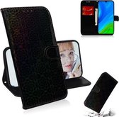 Voor Huawei P smart 2020 Effen Kleur Kleurrijke Magnetische Gesp Horizontale Flip PU Lederen Case met Houder & Kaartsleuven & Portemonnee & Lanyard (Zwart)