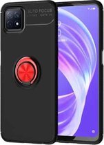 Voor OPPO A72 5G metalen ringhouder 360 graden roterende TPU-hoes (zwart + rood)