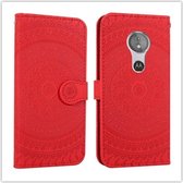 Voor Motorola Moto E5 Play Pressed Printing Pattern Horizontale Flip PU Leather Case met houder & kaartsleuven & portemonnee & & Lanyard (rood)