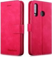 Voor Huawei P30 Lite / nova 4e Diaobaolee Pure Fresh Texture Horizontale Flip Leather Case, met houder & kaartsleuf & portemonnee & fotolijst (rood)