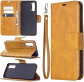 Voor OPPO Find X2 Lite Retro Lambskin Texture Pure Color Horizontale Flip PU Leather Case met houder & kaartsleuven & portemonnee & Lanyard (geel)