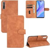 Voor Huawei Y8p / Enjoy 10s Effen Kleur Huidgevoel Magnetische Gesp Horizontale Flip Kalftextuur PU Lederen Case met Houder & Kaartsleuven & Portemonnee (Bruin)