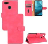 Voor OPPO A7 (AX7) / A5s / AX5s / A12 Effen Kleur Huidgevoel Magnetische Gesp Horizontale Flip Kalfsstructuur PU Lederen Case met Houder & Kaartsleuven & Portemonnee (Rose Rood)