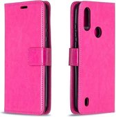 Voor Motorola Moto E6s (2020) Crazy Horse Texture Horizontale Flip Leren Case met Houder & Kaartsleuven & Portemonnee & Fotolijst (Rose)