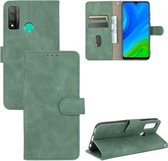 Voor Huawei P smart 2020 Effen Kleur Huidgevoel Magnetische Gesp Horizontale Flip Kalfsstructuur PU Lederen Case met Houder & Kaartsleuven & Portemonnee (Groen)