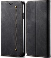 Voor Huawei Nova 7 SE / P40 Lite 5G Denim Textuur Casual Stijl Horizontale Flip Leren Case met Houder & Kaartsleuven & Portemonnee (Zwart)