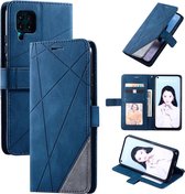 Voor Huawei P40 Lite Skin Feel Splicing Horizontale flip lederen hoes met houder & kaartsleuven & portemonnee & fotolijst (blauw)