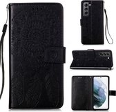Voor Samsung Galaxy S21 5G Dream Catcher Afdrukken Horizontale Flip Leren Case met Houder & Kaartsleuven & Portemonnee & Lanyard (Zwart)