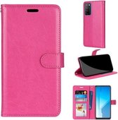 Voor Huawei Honor Paly4 Pure Kleur Horizontale Flip PU Lederen Case met Houder & Kaartsleuven & Portemonnee & Fotolijst (Rose Rood)