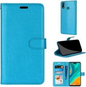 Voor Huawei Y8s Pure Color Horizontale Flip PU lederen tas met houder & kaartsleuven & portemonnee & fotolijst (blauw)