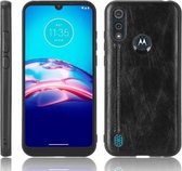 Voor Motorola Moto E6s 2020 Schokbestendig Naaien Koe Patroon Huid PC + PU + TPU Case (Zwart)