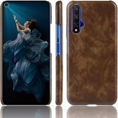 Schokbestendig Litchi Texture PC + PU-hoesje voor Huawei Honor 20 (bruin)