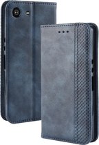 Magnetische gesp retro gekke paard textuur horizontale flip lederen case voor Sony Xperia ACE SO-02L, met houder & kaartsleuven & fotolijst (blauw)