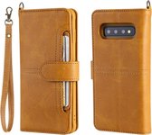 Voor Galaxy S10 multifunctionele afneembare magnetische horizontale flip lederen tas met kaartsleuven en houder en portemonnee en fotolijst (bruin)