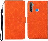 Voor OPPO Realme 5 Pro Etnische stijl Reliëfpatroon Horizontale flip lederen tas met houder & kaartsleuven & portemonnee & lanyard (oranje)