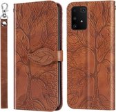 Voor Samsung Galaxy A91 Life of Tree Embossing Pattern Horizontale Flip lederen tas met houder & kaartsleuf & portemonnee & fotolijst & lanyard (bruin)