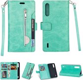 Voor Xiaomi Mi CC9 / Mi A3 Lite / Mi 9 Lite Multifunctionele Rits Horizontale Flip Leren Case met Houder & Portemonnee & 9 Kaartsleuven & Lanyard (Mintgroen)