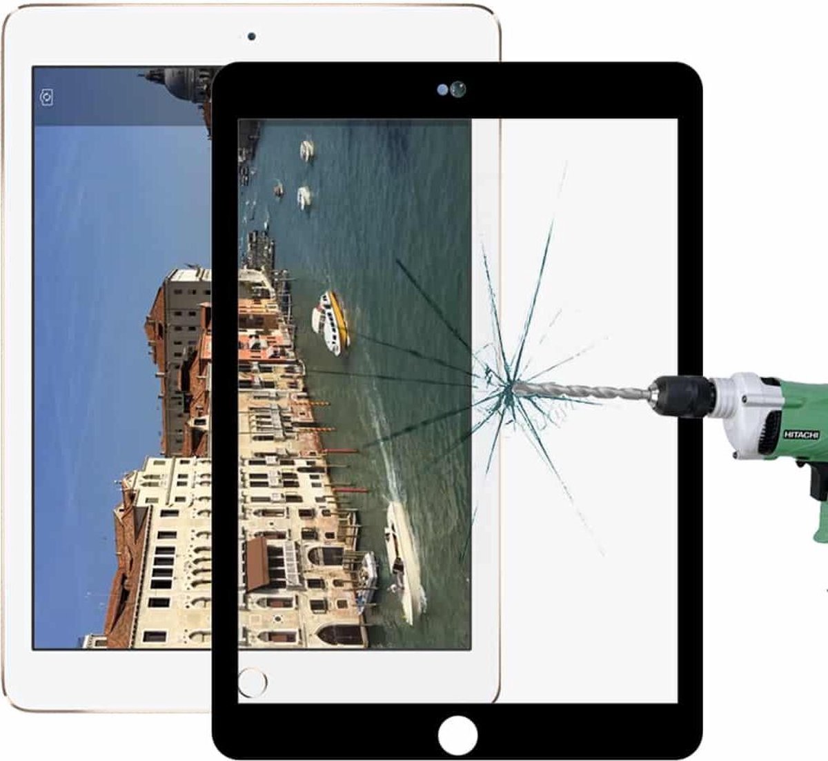 9H 10D explosieveilige gehard glasfolie voor iPad 5 & 6 9,7 inch (zwart) - Merkloos