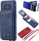 Voor Galaxy S8 + Verticaal Flip Schokbestendig Lederen Beschermhoes met Lang Touw, Kaartsleuven & Beugel & Fotohouder & Portemonnee Functie (Blauw)