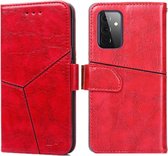 Voor Samsung Galaxy A72 5G Geometrische stiksels Horizontale flip TPU + PU lederen tas met houder & kaartsleuven en portemonnee (rood)