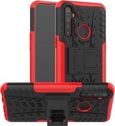 Voor OPPO Realme 5 Tire Texture TPU + PC schokbestendige behuizing met houder (rood)