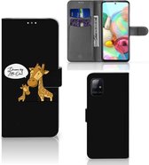 Wallet Book Case Geschikt voor Samsung Galaxy A71 GSM Hoesje Giraffe