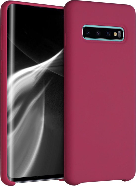 Foto: Kwmobile telefoonhoesje geschikt voor samsung galaxy s10 hoesje met siliconen coating smartphone case in mat fuchsia