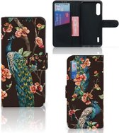 Telefoonhoesje Xiaomi Mi A3 Flipcase Cover Pauw met Bloemen