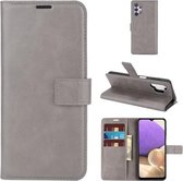 Voor Samsung Galaxy A32 4G Retro Kalfspatroon Gesp Horizontale Flip Leren Case met Houder & Kaartsleuven & Portemonnee (Grijs)