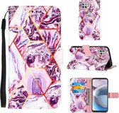 Voor Motorola Moto One 5G Ace Marble Stitching Horizontal Flip PU Leather Case met houder & kaartsleuven & portemonnee & lanyard (paars)