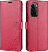 Voor Geschikt voor Xiaomi Poco F3 AZNS Schapenvacht Textuur Horizontale Flip Leren Case met Houder & Kaartsleuven & Portemonnee (Rood)