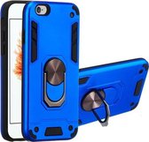 Voor iPhone 6 / 6s 2 in 1 Armor Series PC + TPU beschermhoes met ringhouder (donkerblauw)