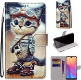 Voor Xiaomi Redmi 8A Gekleurde Tekening Cross Textuur Horizontale Flip PU Lederen Case met Houder & Kaartsleuven & Portemonnee & Lanyard (Lederen Schoenen Kat)