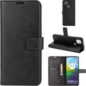 Retro Kalfspatroon Gesp Horizontale Flip Leren Case met Houder & Kaartsleuven & Portemonnee Voor Motorola Moto G9 Power (Zwart)