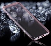 Voor Galaxy J7 (2017) (EU-versie) Diamond Border TPU transparante beschermhoes achterkant (roze)
