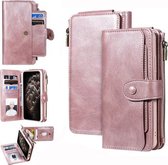 Voor iPhone 11 Pro Retro Multifunctionele Horizontale Flip PU Leren Case met Kaartsleuf & Houder & Portemonnee & Fotolijst (Rose Goud)