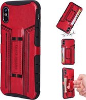 Voor iPhone XS / X Four-Corner Shockproof Paste Skin TPU beschermhoes met kaartsleuven (rood)