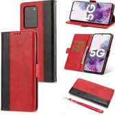 Voor Samsung Galaxy S20 Ultra Retro Textuur Contrast Kleur Splicing Horizontale Flip TPU + PU Leren Case met Kaartsleuven & Houder & Portemonnee (Rood)