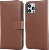 Vlakke structuur rundleer horizontale flip case met magnetische sluiting & houder & kaartsleuven & portemonnee voor iPhone 12 Mini (bruin)