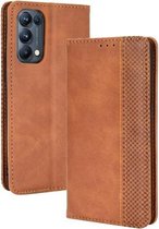 Voor OPPO Reno5 Pro 5G Magnetische Gesp Retro Crazy Horse Textuur Horizontale Flip Leren Case met Houder & Kaartsleuven & Fotolijst (Bruin)