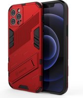 Punk Armor 2 in 1 PC + TPU schokbestendig hoesje met onzichtbare houder voor iPhone 12 Pro (rood)