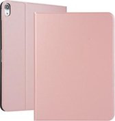 Open effen kleur elastische lederen tas voor iPad Pro 11 inch met standaard met slaapfunctie, TPU Soft Shell bodembehuizing (roségoud)