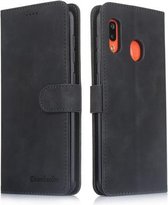 Voor Galaxy A20 / A30 Diaobaolee Pure Verse Textuur Horizontale Flip Leren Case, met Houder & Kaartsleuf & Portemonnee & Fotolijst (Zwart)