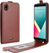 Voor WIKO Y61 R64 Texture enkele verticale flip lederen beschermhoes met kaartsleuven en fotolijst (bruin)