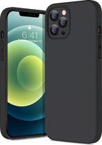 Ceezs geschikt voor Apple iPhone 12 Pro Max hoesje siliconen zwart + glazen Screenprotector