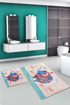 Nerge.be | Etnic Rectangle |  Badmat Set | Vivid Color | Badmat Set | antislip | Washable in the Machine | Absorbent badmat