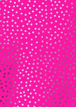 Stippen Neon Roze Cadeaupapier Metallic- Breedte 60 cm - 100m lang